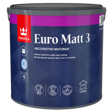Краска интерьерная для стен и потолка 2.7 л TIKKURILA EURO MATT